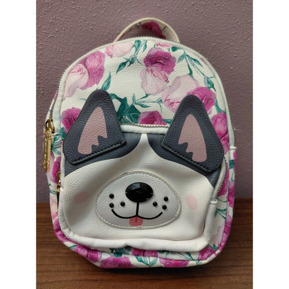 Betsey Johnson Husky Dog Floral Mini Backpack - Picture 1 of 15